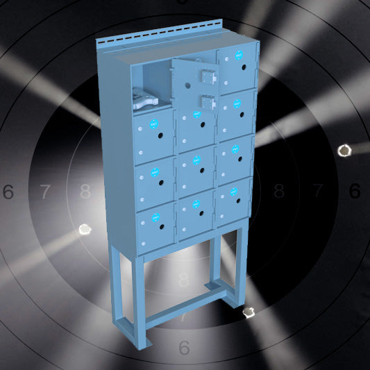 12 Individual Pistol Lockers – On Stand 